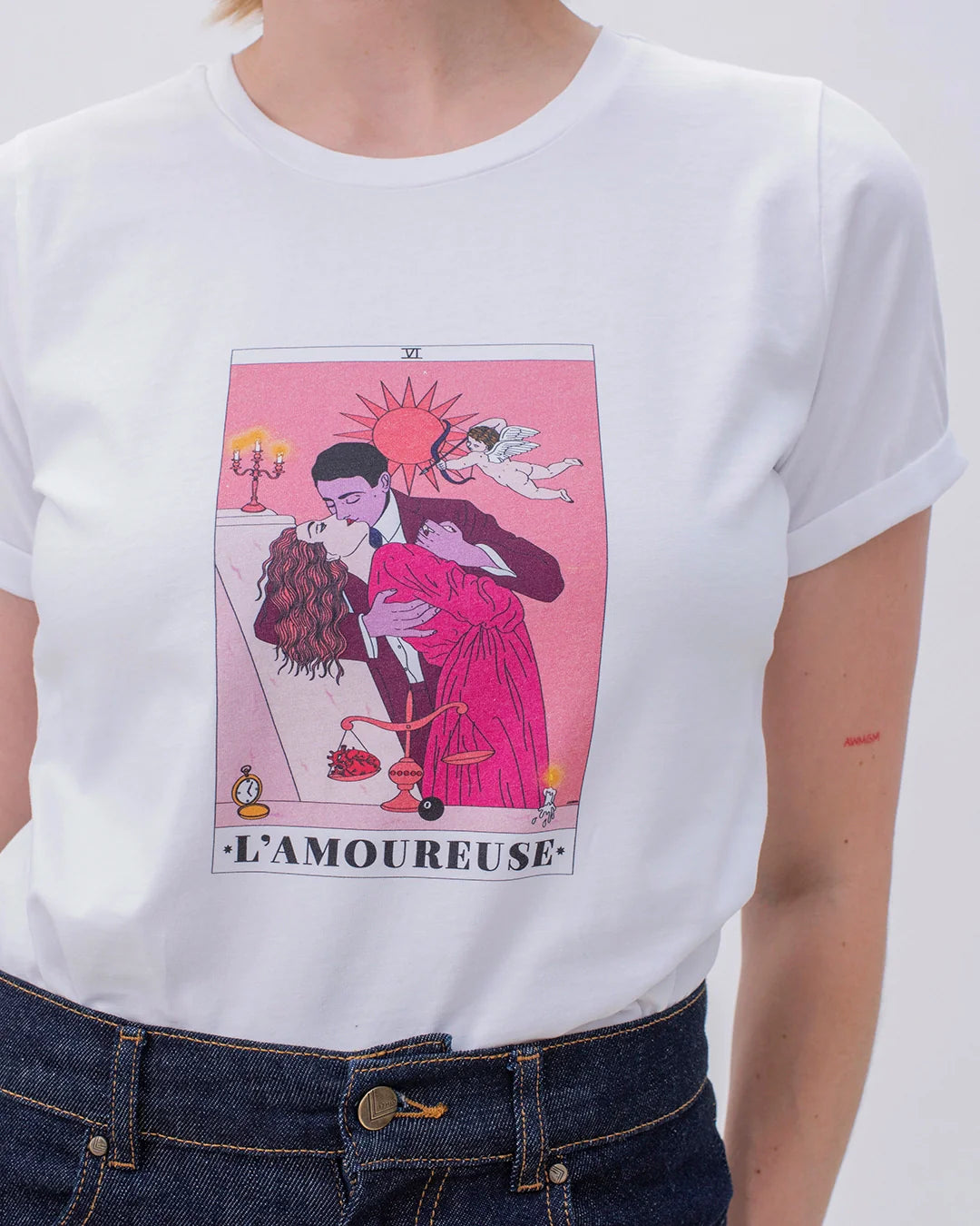 T-SHIRT-TOP-TAROT-ILLUSTRATION-ARTISTE-FRANÇAISE-COTON-MARQUE-FRANÇAISE-DE-TAILLEUR-POUR-FEMME-