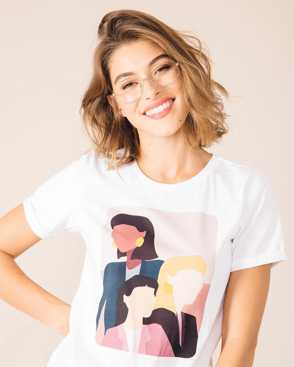 Baumwoll-T-Shirt "L'union fait la femme"